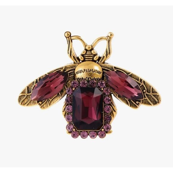 🐝 NEW antique style sweet purple honeybee crystal brooch 🐝 - Picture 2 of 4